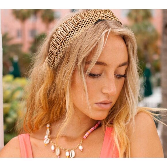 Woven Twist Headbands 2 Pack Boho Hairbands Non Slip Wide Rattan Accessories